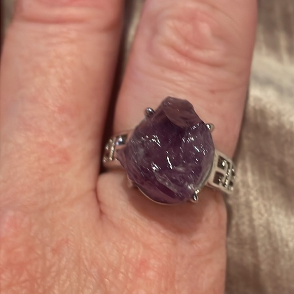 AMETHYST Rough Cut Chunky Ring Size 6 NWOTS - Picture 6 of 9